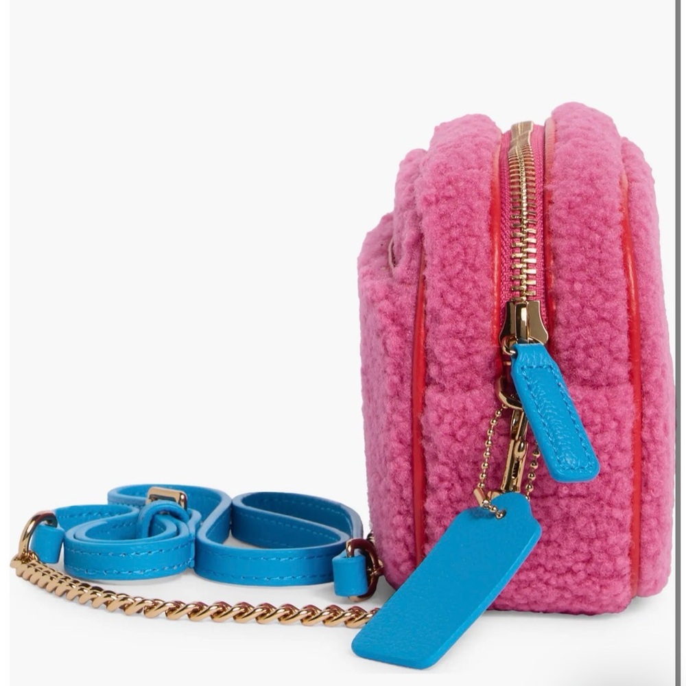 NWT Kurt Geiger London Chiswick Faux Shearling Camer Crossbody Bag pink - Picture 3 of 13